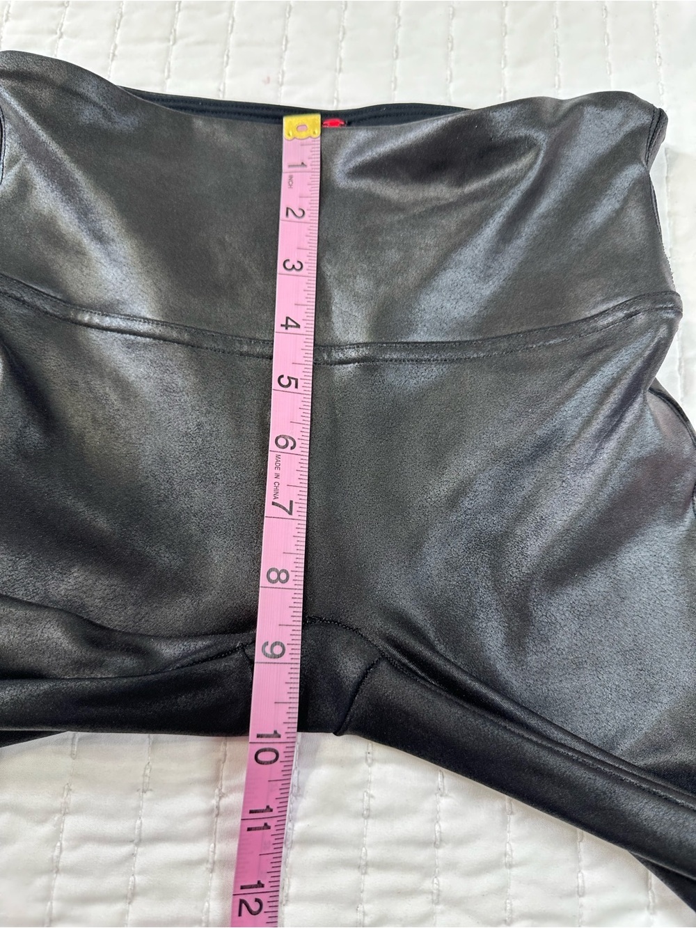 SPANX Black High-Waist Faux-Leather Leggings Smoothing Shaping Sleek Size SP - Picture 11 of 12